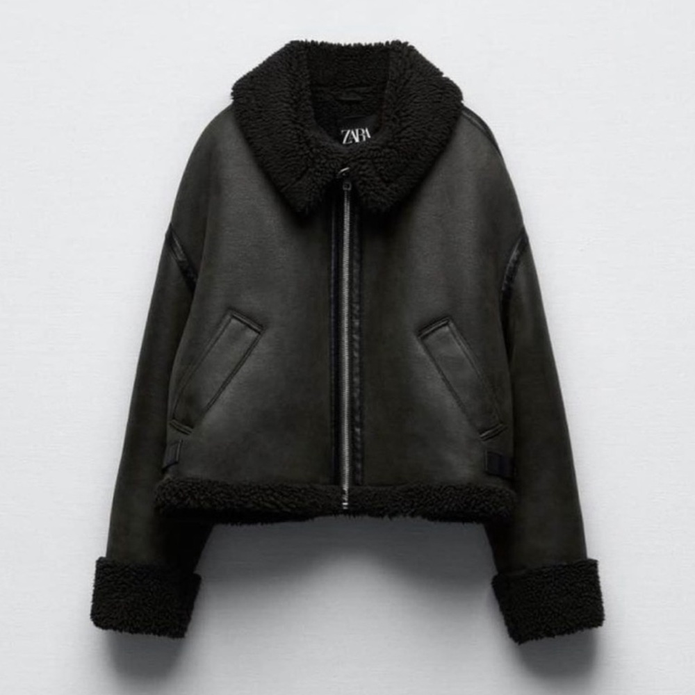 Zara Cazadora Sherpa Biker Jacket